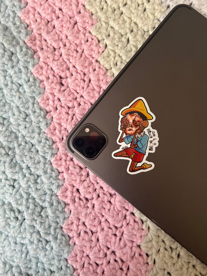 Creepy Cute Existential Pinocchio Sticker